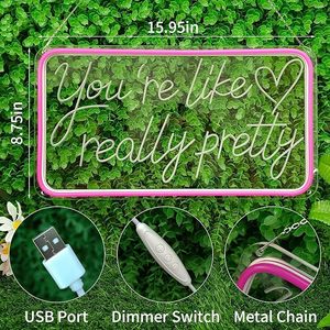 Insegne al Neon 'You're Like Really Pretty' per Decorazione Murale, Insegna LED al Neon per Arredamento Estetico della Camera delle Ragazze Adolescenti - Product Image 5