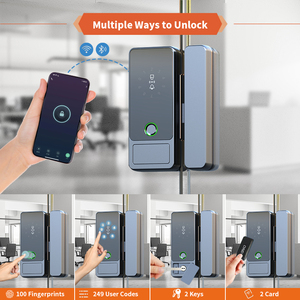 ล็อคประตูกระจกระยะไกลแบบไม่ต้องเจาะ4in1ลายนิ้วมือไบโอเมตริกซ์แบบไม่ใช้สว่านสำหรับบ้านสีเขียว - Product Image 4