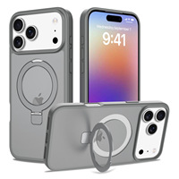 Étui antichoc DYL Ins Style 360 avec support magnétique rotatif en TPU+PC pour iPhone 17 Pro Max et 16 Plus, orange avec béquille