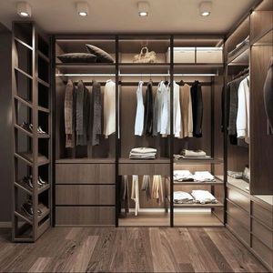 Armoire <span class=keywords><strong>de</strong></span> chambre à coucher intelligente et luxueuse sur mesure avec portes en verre et bande LED pour chambres modernes, avec étagères intégrées pour chaussures - Product Image 5