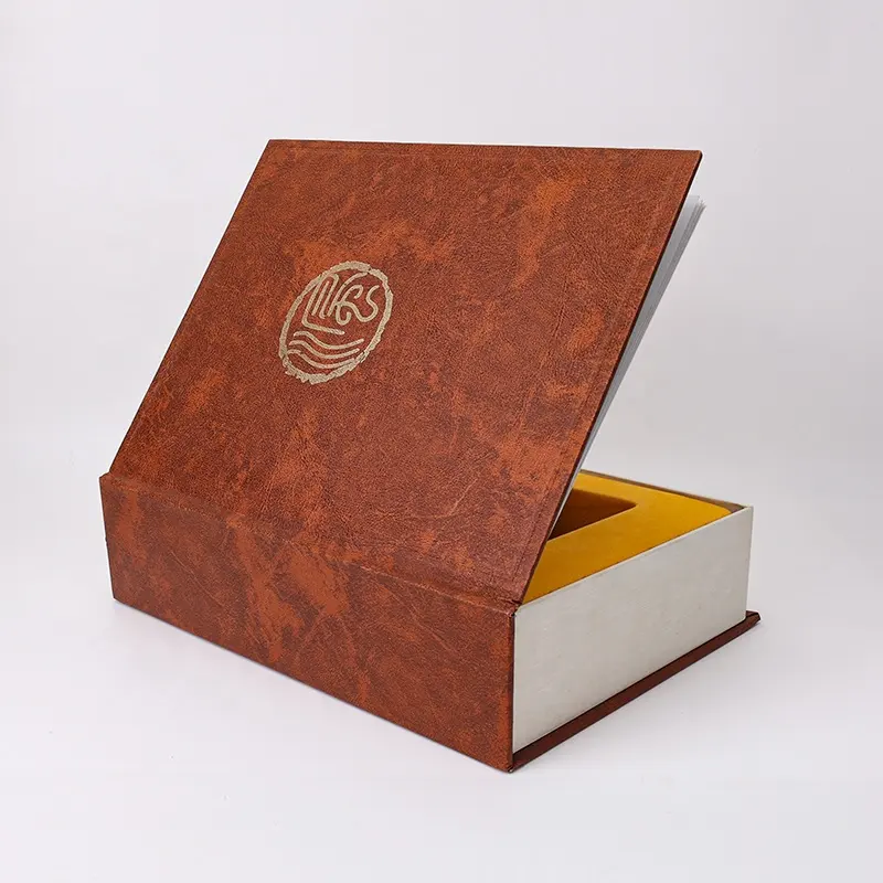 Custom in lamina d'oro goffratura Logo a forma di libro in cartone rigido confezione regalo profumo magnetico scatole con inserto in plastica