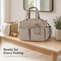 Sac à couches OEM personnalisé imprimé géométrique, sac fourre-tout pour maman, ensemble de voyage pour bébé, emballage avec logo de marque privée pour distributeur en gros