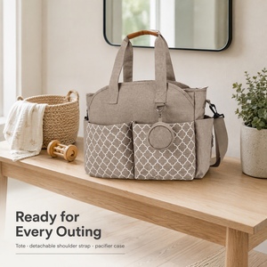 Sac à couches OEM personnalisé imprimé géométrique, sac fourre-tout pour maman, ensemble de voyage pour bébé, emballage avec logo de marque privée pour distributeur en gros - Product Image 2