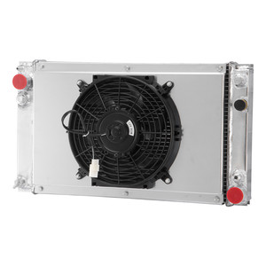 GTGMOTO Cubierta de Radiador de Aluminio de 3 Filas y Ventilador para <span class=keywords><strong>PORSCHE</strong></span> <span class=keywords><strong>944</strong></span> 2.5L 2.7L SIN Turbo de 1983-1988 - Product Image 1
