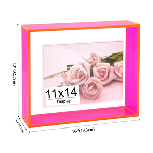 인증서 문서 수상 학위 13x16in 네온 핑크 아크릴 플로팅 액자에 대한 벽걸이 형 책상 탁상 디스플레이 랙 - Product Image 2