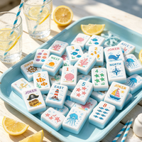 Jeu de Mahjong pour enfants à bords lisses, tuiles fines, Mahjong côtier, jeu de voyage pour fête de plage et vacances d'été