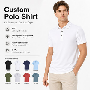 Polo de performance pour homme avec logo personnalisé, 220 g, extensible dans les 4 sens, en nylon et élasthanne, respirant, décontracté et professionnel, vente en gros, tailles S-4XL, blanc - Product Image 1