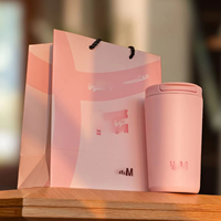 Usine en gros 12oz tasse à café rose 1/2 flacon thermos en acier inoxydable à double paroi avec couvercle en paille garder au froid et au chaud tasse personnalisée