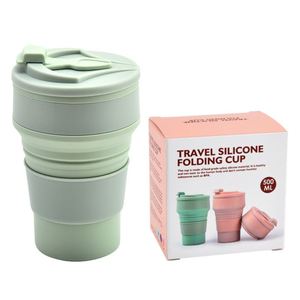 แก้วกาแฟพับได้ขนาด 350/500 มล. แก้วเดินทางแบบพับเก็บได้ แก้วซิลิโคนพกพาขนาดพกพาสำหรับเครื่องดื่มร้อนและเย็น - Product Image 1