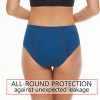 Culotte menstruelle OEM bleu marine 4 couches anti-fuite respirante réutilisable sans couture pour femme, maillot de bain menstruel