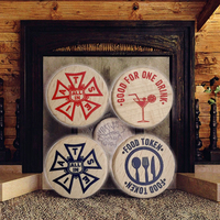 Jetons de boisson en bois de hêtre de style art populaire imprimés personnalisés et pièces de monnaie en bois pour restaurants Technique polie