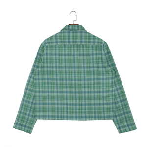Camicia da uomo taglie forti di alta qualità camicia da uomo con doppia grande tasca coperta con bottone con apertura a manica verde a quadri camicie firmate - Product Image 2