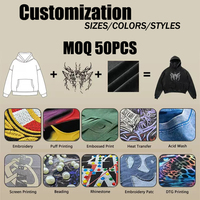 Sudadera con capucha de invierno personalizada para hombre, de algodón, con pedrería, hombros caídos, cremallera, peso pesado, bordado de parches, cortavientos, ecológica