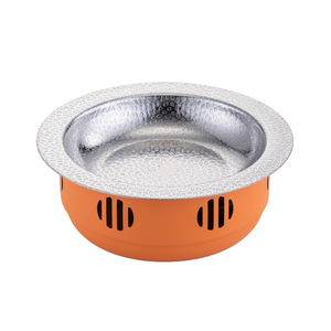 Stainless Steel Alcohol Stove Mini Hot Pot Hammer Patterned Dry Boiler Heat Resistant Smokeless Pan Orange Color - Product Image 1