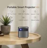 Projecteur LED Android DLP avec haut-parleurs intégrés, mise au point automatique, 5G/WiFi, portable pour chambre et extérieur