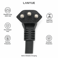 Chargeur universel pour véhicules électriques LANYUE Tesla Model S3XY Gen 2, connecteur mobile 20A, prise brésilienne, certificat 5inmetro