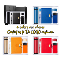 Set de Regalo Empresarial de Lujo de Alta Calidad, Cuaderno de PU con Logotipo Personalizado, Botella de Agua con Pantalla LCD y Bolígrafo para Regalos Corporativos