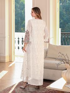 عباية دبي أنيقة مطرزة من البوليستر، فستان طويل فضفاض مقاس كبير للنساء، للشرق الأوسط، للمناسبات الإسلامية والزفاف، مضاد للتجعد ومسامي - Product Image 4