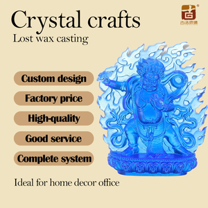 Статуя бодхисаттвы Vajrapani ручной работы, светящаяся в темноте Liuli Хрустальная тибетское буддийское искусство с золотым позолоченным ритуальным подарочным набором - Product Image 4