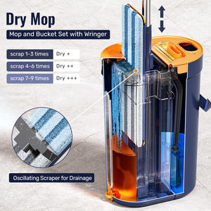 Nouvelle serpillière et seau en microfibre 360° sans mains, légère, à tête rectangulaire en aluminium surdimensionnée, séparation de la saleté, nouvelle tendance - Product Image 3