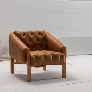 उच्च गुणवत्ता वाले इतालवी लक्जरी कुर्सियां पश्चिमी ब्राउन लिविंग रूम फर्नीचर वास्तविक चमड़े के सोफे - Product Image 3