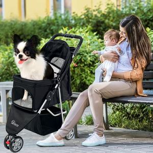 <span class=keywords><strong>Poussette</strong></span> pour animaux de compagnie légère et respirante à trois roues pour chiens chats Teddy petits transporteurs de voyage extérieurs transfrontaliers pour <span class=keywords><strong>Amazon</strong></span> Wholes - Product Image 3