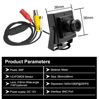 Caméra de sécurité micro carrée 1080P 36*36mm, objectif grand angle 2.8mm, micro caméra CCTV AHD 1/2.8" CMOS, caméra analogique de sécurité pour utilisation dans les distributeurs automatiques de billets/kiosques