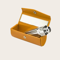 Sac de rangement cosmétique portable en cuir de luxe pour femme, personnalisable, avec miroir et étui à rouge à lèvres