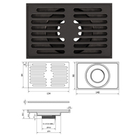 JOYHOO Drain de sol Vertical en laiton, pour hôtel, WC, Rectangle, Commercial, 90x140 MM