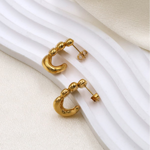 Huggie Earrings Gold Geometric Shape Titanium Steel Fashion Jewelry For Women - Product Image 1