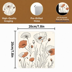 Quadro in Alluminio Fine Line <span class=keywords><strong>Poppy</strong></span>, Stampa Artistica su Metallo, Decorazione Murale Quadrata - Product Image 4