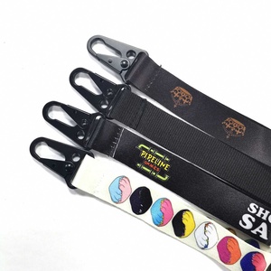 Custom Sublimation Printed Short Wrist Lanyard with Buckle USB Keychain Holder Polyester Lanyard