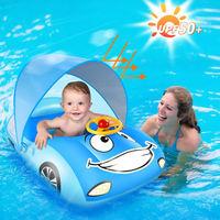 Flotteur de piscine pour bébé avec conception de voiture 3d flotteur de natation pour bébé en PVC robuste siège de bain gonflable bateau avec volant pour tout-petit