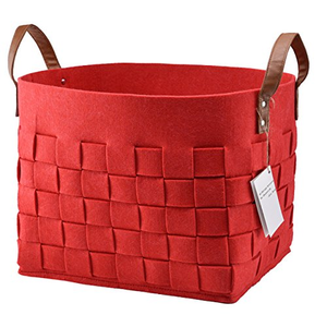custom collapsible foldable Handmade woven felt firewood storage basket felt laundry storage basket bag