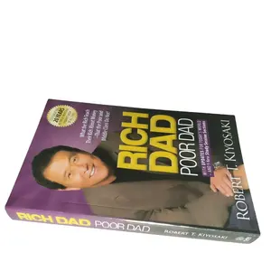 New arrival paperback novel book printing light weight paper Bestseller motivative stock rich dad poor dad book Printing