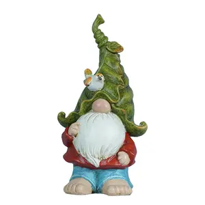 Home and Garden resin ornaments dwarf Resin gnome statue with a bird in head faceless old man resin crafts decorative