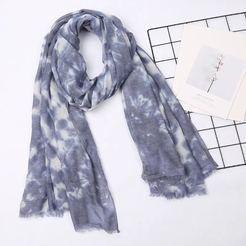 Groothandel hoge kwaliteit hijab vrouwen winter sjaal tie-dye katoenen sjaal