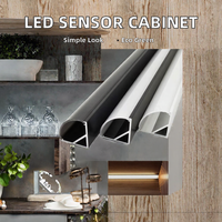 Lumière LED en aluminium avec capteur pour armoire, éclairage arrière pour étagère en verre de 8 mm, maison, cuisine, vitrine, DC 12V, intensité variable YB2001-21