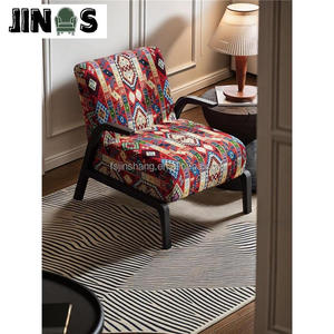 Sillón de ocio Retro de diseño nórdico JINS, sofá individual de madera maciza duradera para dormitorio <span class=keywords><strong>y</strong></span> balcón, silla de arte Monico antiguo medio - Product Image 5
