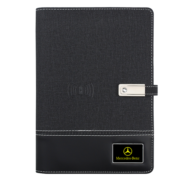 8.5 Inch A5 Loose Leaf Notebook with Power Bank and USB Drive Prompt Light-Up Colorful Logo Durable PU Leather Cover