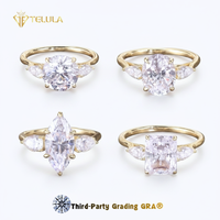 Bague de fiançailles et de mariage en or 18 carats pour homme et femme, avec diamant Moissanite VVS D
