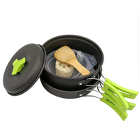 Kit de cuisine de camping en alliage d'aluminium, ensemble de casseroles/ustensiles, capacité 2-3L, équipement essentiel pour le camping et la randonnée en plein air