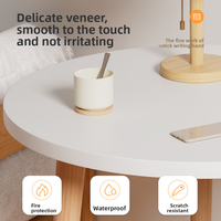 Table de chevet ronde minimaliste à deux niveaux avec pieds en pin massif et rangements multiples pour chambre, chevet, balcon, ameublement de maison