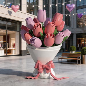 Escultura de Rosa de Fibra de Vidrio, Adorno Duradero para Exteriores, Centros Comerciales y Jardines, con Acabado Pintado en Colores Vivos, Modelo ML-FRPS-029 - Product Image 2