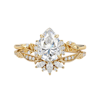 Bague en Moissanite 1,5 carat, taille poire, couleur D, pureté VVS1, motif Tiara Vine, en argent sterling 925 plaqué or 18 carats, bijoux en Moissanite pour femme