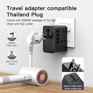 Rallonge électrique, adaptateur de voyage multi-prises mondial, adaptateur de charge pour téléphones mobiles, adaptateur de voyage rapide, chargeur USB type-C - Product Image 6