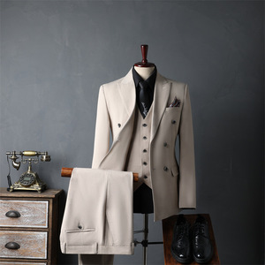 Costumes croisés abricot pour hommes – Veste de <span class=keywords><strong>costume</strong></span> de haute qualité avec fermeture éclair pour affaires et mariages (garçons d'honneur) - Product Image 2