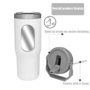 Venta al por Mayor de Vasos Térmicos de Café de Doble Pared de 20oz y 30oz para Viaje con Tapa, Popote y Asa para Bebidas Calientes y Frías - Product Image 3