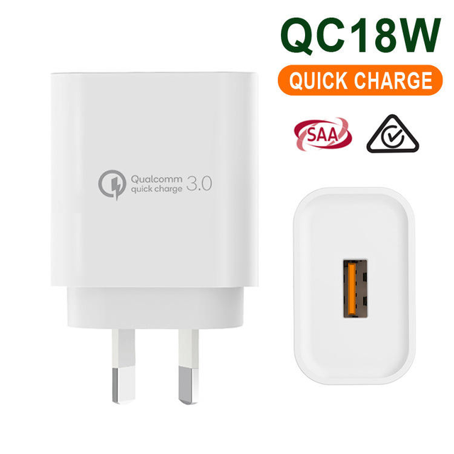 Small Profile 18W Qualcomm Quick Charge 3.0 Smart High-Speed Travel Charger Power Adapter for Vivo Compatible with EU US Sockets