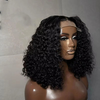 Perruques Courtes Afro Kinky Bouclées Pixie Style Bob Non-Lace Front pour Femmes, Densité 150, Cheveux Brésiliens Indiens, Perruque Noire Bouclée Courte en Gros